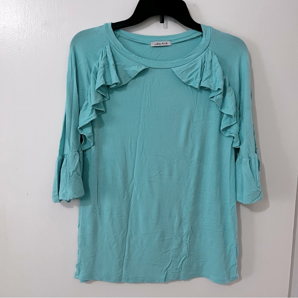Light Blue Ruffle Top Blouse